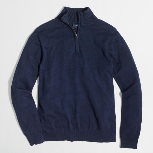 J Crew Slim Harbor Cotton Half-zip Sweater Navy